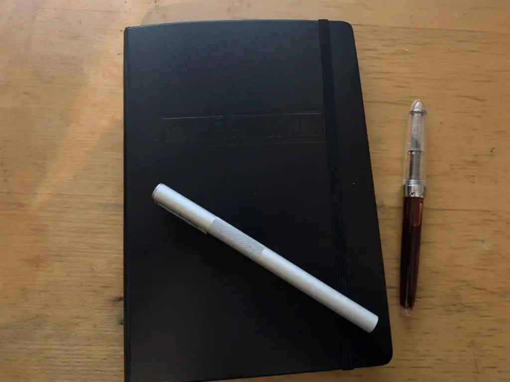 bullet journal with two fountain pens