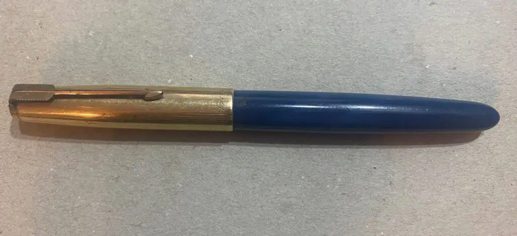 Blue Parker 51 with closed cap