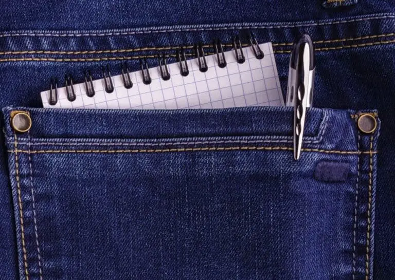 pen in a jeans back pocket