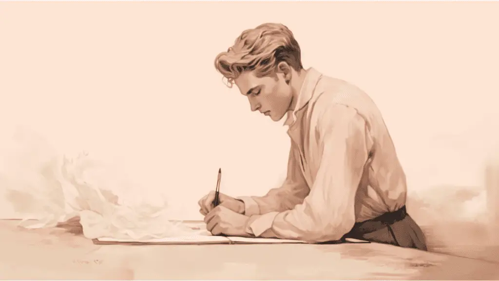 a man holding a fountain pen gracefully gliding across a blank page